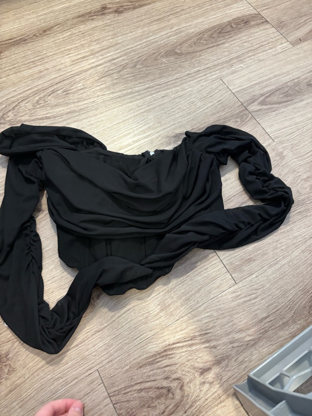 Amazon Black Off-Shoulder Long Sleeve Crop Top